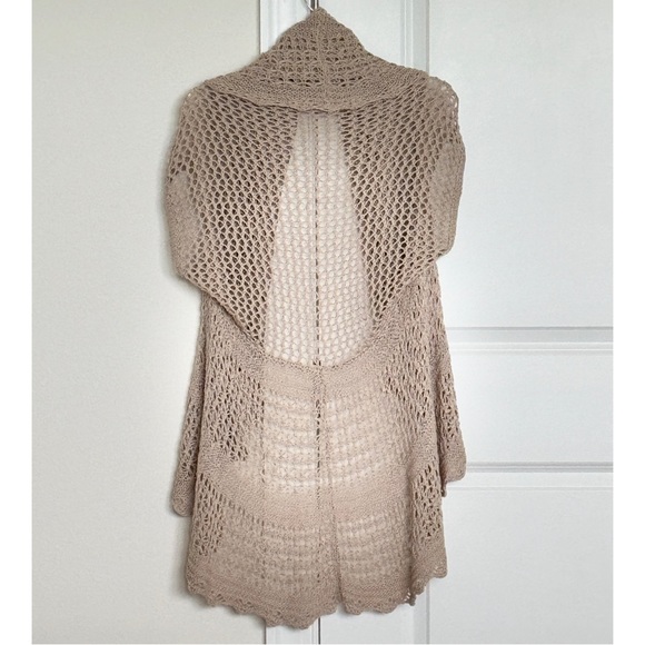 Cupio Open Front Knit Wrap Short-Sleeve Sweater Shawl Collar - Picture 3 of 7